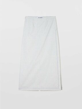 Minimal Check Midi Skirt Pants- White and Blue